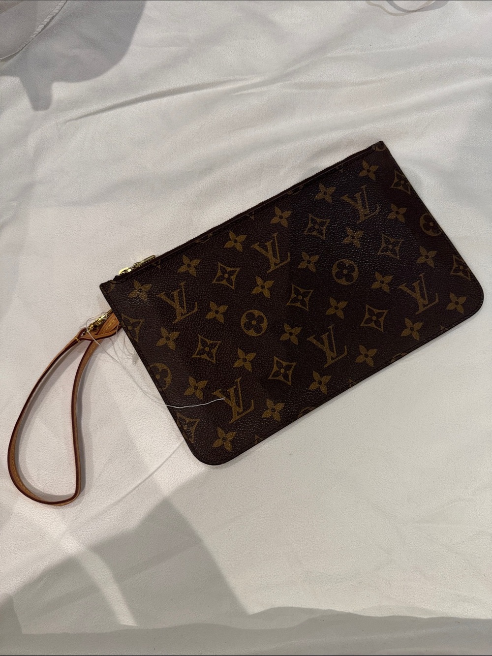 Louis Vuitton Brown Monogram Canvas Wristlet Pouch with Gold Hardware